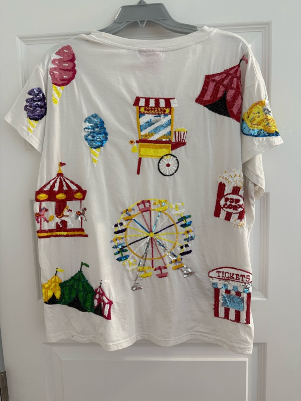 QOS: Sequin Carnival Graphic Tee - Women, White - Picture 3 of 3